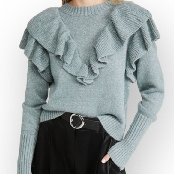 Farm Rio metalic ruffle sweater Size Small - Picture 1 of 11